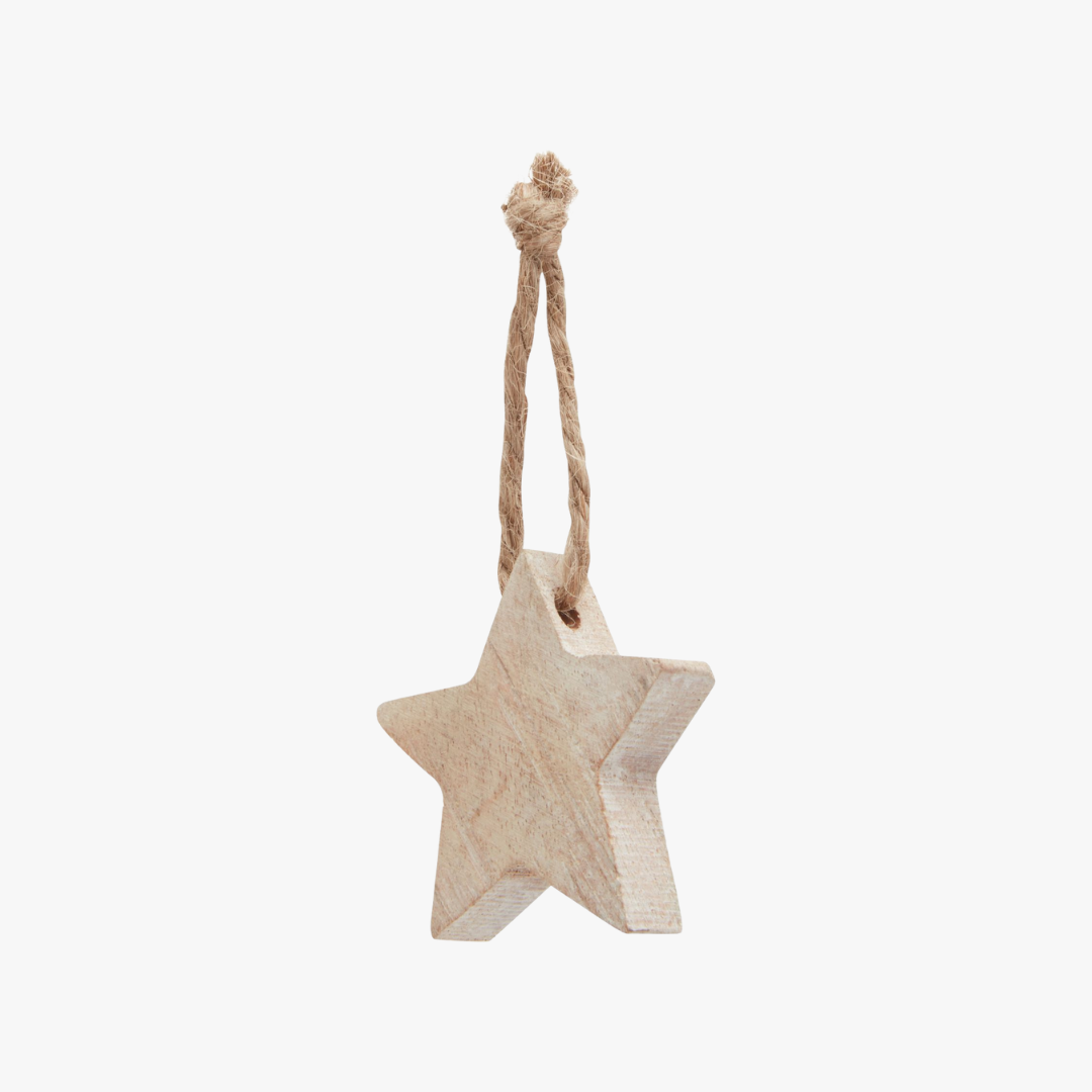 Pack Of 90 Wooden Star Hanging Decorations