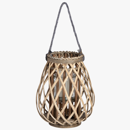 Small Wicker Bulbous Lantern