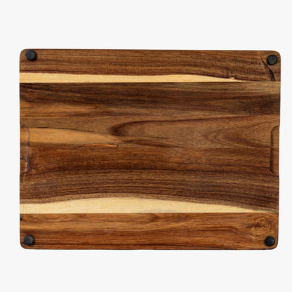 Acacia Cheese Board Set With Grey Ceramic Bowls and Cutlery