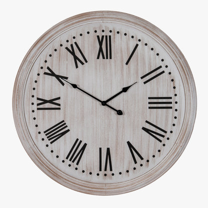 White Wash Clock With Black Numerals